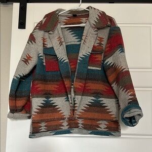 SHEIN Multicolor Geometric Knit Jacket